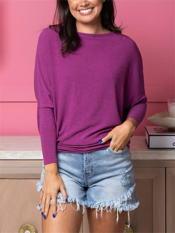 "Dreamy Knit" Boatneck Dolman Top